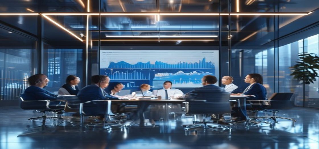 Strategic management consulting session in modern boardroom